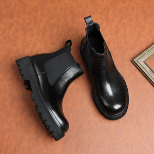 Bottes d'affaires pour hommes en cuir véritable de luxe, automne-hiver, à lacets, respirantes, semelle extérieure en caoutchouc - Product Image 1