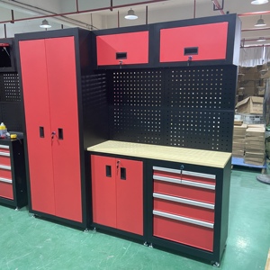 Banc de travail modulaire personnalisé en acier inoxydable pour atelier et garage, avec armoire à outils, panneau perforé et tiroir verrouillable - Product Image 2