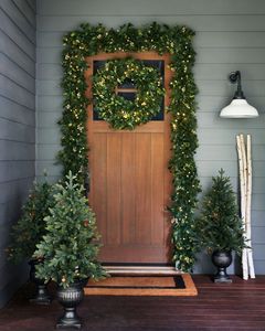 Maosheng Cây giáng sinh mây và vòng hoa trang trí PE PVC thông Nón Đỏ Berry Nhân Tạo Màu xanh lá cây Cây giáng sinh trong nồi - Product Image 5