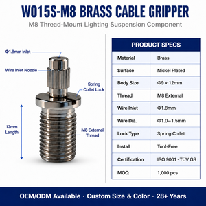 Colliers de serrage en laiton pour câbles, accessoires d'éclairage à filetage, pince à ressort autobloquante, fixation de câble réglable sans outil pour <span class=keywords><strong>suspension</strong></span> - Product Image 4