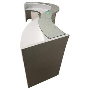 14 पैर बड़े शॉपिंग सेंटर ग्राहक देखभाल डेस्क एस के आकार का रिसेप्शन डेस्क के साथ स्टेनलेस स्टील ट्रिम और ग्लास शीर्ष - Product Image 4