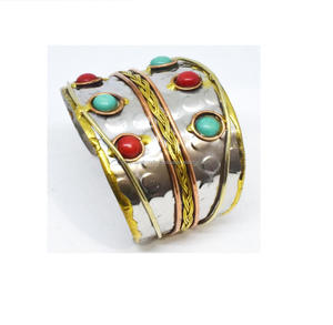 High Quality <b>Stainless</b> <b>Steel</b> Two Tone Adjustable Cable Wire Bangle Open Cuff Bangle <b>Bracelet</b> with Stone - Product Image 1