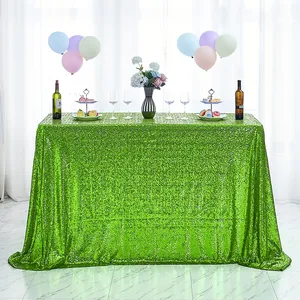Özel parti masa örtüsü işlemeli yeşil gül pullu dikdörtgen masa örtüsü düğün süslemeleri için