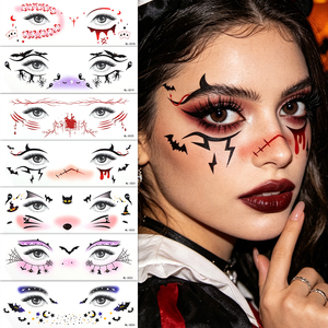 Autocollants de <span class=keywords><strong>tatouage</strong></span> temporaire pour le visage, étiquettes privées personnalisées OEM, pour Halloween, maquillage des yeux, tatouages faciaux imperméables en gros pour les fêtes - Product Image 3