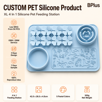 Station d'alimentation multifonctionnelle en silicone BPlus XL pour animaux de compagnie, chiots, chatons, adultes, seniors, taille familiale, 42,5 cm, directement de l'usine
