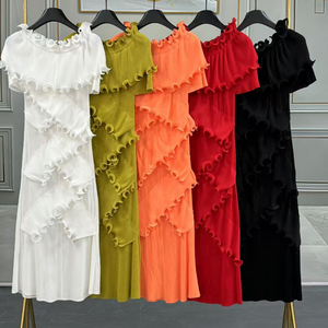 Robes élégantes à épaules tombantes et volants pour femmes africaines grandes tailles, mode - Product Image 2