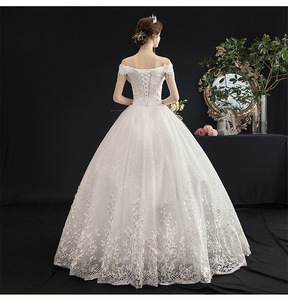 Gorgeous Elegant off Shoulder Sleeveless Wedding Dress Beaded Lace Appliques Lace up <b>Floor</b> Length Bridal Gown - Product Image 3