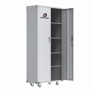 Wholesale Grey mobile tall metal office file storage steel rolling locked 2 swing door garage tool cabinet with four wheels