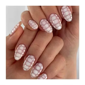 Luxury Long Press On Nail Stand Medium Turtle Crocodile Pattern Press Nails On Extra Long Clear Pearl Stick On Nails