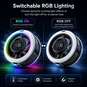 พัดลมระบายความร้อนโทรศัพท์มือถือ MEMO CX17 ระดับ E-sports พร้อมไฟ RGB ปรับเปลี่ยนสีได้ ระบบควบคุมอุณหภูมิอัจฉริยะ AI สำหรับเล่นเกมบนมือถือ - Product Image 3