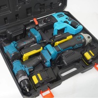 Ensemble complet de 4 outils électriques pour le travail du bois, perceuse électrique sans balais, meuleuse d'angle, clé à chocs et perceuse à percussion.