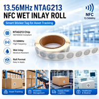 Étiquette autocollante intelligente ronde personnalisable 13,56 MHz NTAG213 RFID NFC, mini-enroulement humide, diamètre 20 mm, imprimable pour le suivi des actifs, OEM
