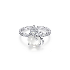 Bagues de mode pour femmes, adorable lapin en émail, plaqué or blanc 18 carats, bague ouverte ajustable, bijoux animaliers - Product Image 4