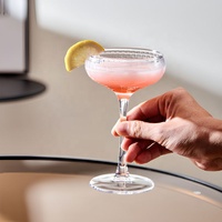 Verres à cocktail, margarita, martini, champagne, à pied haut, côtelés, rayés, soufflés à la main, pour fêtes, bars, mariages et couples