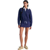 Ensemble décontracté polo brodé à manches longues KY, sweat-shirt à col polo et mini-jupe, col contrastant, vente en gros
