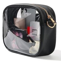 Kamcity Grande trousse de toilette transparente en PVC Bandoulière Trousse cosmétique de voyage Rangement maquillage Prix d'usine Fermeture éclair Logo transparent
