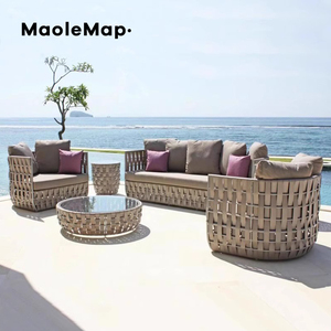 Muebles de restaurante, salón de Hotel, sofá, cafetería, Jardín nórdico, patio de ratán moderno, sillas de piscina rústicas de mimbre para exteriores de lujo - Product Image 1