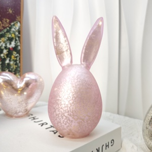 بيضة زجاجية بإضاءة LED بلون الزئبق الوردي مع مؤقت للبيع بالجملة، زينة عيد الفصح العصرية، زينة بأذني أرنب لعيد الفصح، ديكور الربيع - Product Image 4