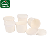 Gobelet à crème glacée en papier blanc jetable avec couvercle en papier