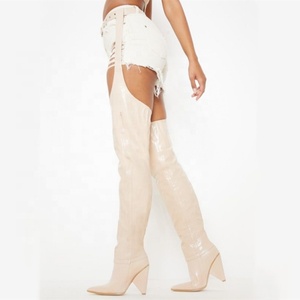 Hot Sale PU Leather Boots with Belt Waist Long Thigh High Spike Heel Boots for Women Winter Spring <b>Shoes</b> Size 43 - Product Image 2