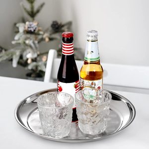 Plateau de service en <span class=keywords><strong>acier</strong></span> inoxydable, prix plus bas, plat rond en métal avec motif végétal pour table, fête ou club - Commande minimum 100 pièces - Product Image 4