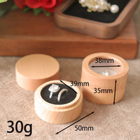 Boîte à bagues en bois de hêtre WanuoCraft, simple, 2 emplacements, personnalisable, taille personnalisable, organisateur de bijoux pour propositions, fiançailles, mariages