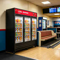Réfrigérateur-congélateur commercial à refroidissement direct, vitrine réfrigérée en verre trempé avec éclairage LED pour boissons