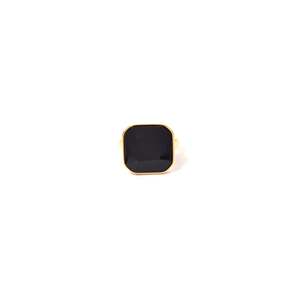 แหวนแฟชั่น สแตนเลสสตีล 316L ชุบทอง PVD ประดับหินสีดำ ดีไซน์ทรงสี่เหลี่ยม - Product Image 1