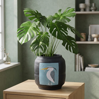 Dekorasi Ruang Tamu Bergaya Modern Pot Bunga Hitam Dekoratif Penanam Tanaman Rumah Dalam Ruangan Penyangga Meja Kantor Tanaman Hias Meja