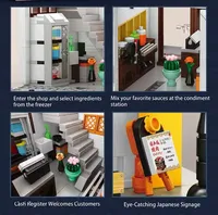 Reobrix 66506 1389PCS Juego de Bloques de Construcción de Restaurante Japonés con Barbacoa, Modelo MOC, Juguete de Tecnología de Plástico, Moderno, para Festivales