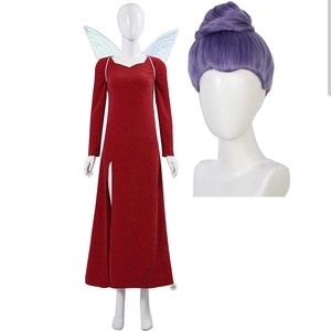 Disfraz de Hada <span class=keywords><strong>Madrina</strong></span> Monstruo para Mujer, Vestido Rojo con Alas de Hada o Peluca, DONG-002 - Product Image 1