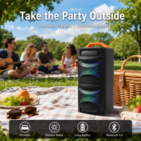 Enceinte portable sur roulettes 1200 mAh avec woofer, lumières RGB, roues et microphone karaoké sans fil