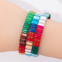 Bracelet extensible en perles acryliques colorées, fait main, arc-en-ciel, empilable, avec certificat REACH