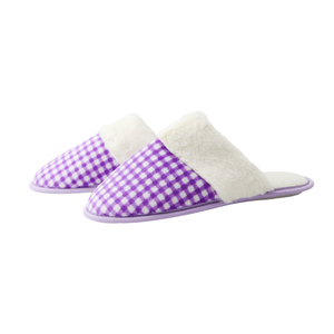 Moda <span class=keywords><strong>viola</strong></span> reticolo interno camera da letto pantofole personalizzate logo caldo e morbido inverno pantofole per la casa - Product Image 4