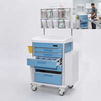 Chariot médical multifonctionnel pour clinique vétérinaire, chariot d'urgence avec tiroirs, bacs de rangement et bac à déchets