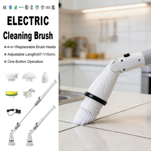 Cepillo de Limpieza Eléctrico Inalámbrico de Plástico Ecológico e Impermeable con 4 Cabezales de Cepillo, Cargador y Soporte - Product Image 1