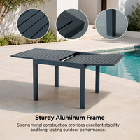 Mesa de Comedor Extensible de Aluminio para Patio HOMFUL, Diseño de Dos Piezas con Tablero de Listones, Mesa de Comedor para Exteriores