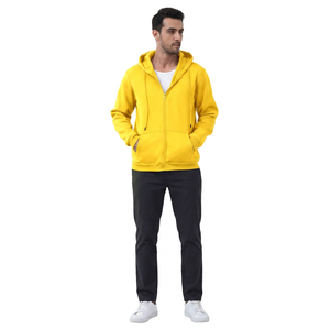 Sweat à capuche uni à fermeture éclair pour hommes et femmes, sweat à capuche en coton basique à fermeture éclair, vente en gros de vêtements de rue - Product Image 1