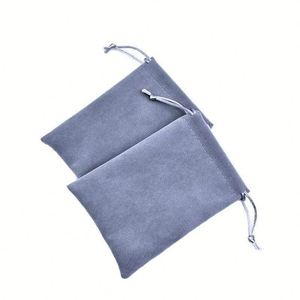 Bolsa de Terciopelo Gris con Cordón y Logotipo Personalizado, Bolsa para Joyas, para Artículos Pequeños y Embalaje de Regalos - Product Image 6