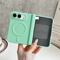Kulit PU Warna Solid untuk Magnetik untuk Casing dengan Film Kaca Tempered Layar Depan dan Penutup Pelindung Engsel Ganda