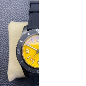Reloj mecánico redondo de zafiro azul, elegante y sencillo, de alta calidad, con esfera amarilla de 36 mm y correa de silicona. - Product Image 1