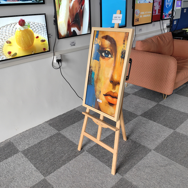 Wooden Frame Wifi Smart Photo Frame LCD Advertising Signage Android Publicidad Digital Menu Board Wall Exhibition Display Stand