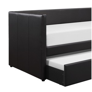 Modern Chenille Upholstered Three Seat Sectional <b>Sofa</b> <b>Bed</b> with Trundle Black Wooden Frame for Living Room Furniture - Product Image 3