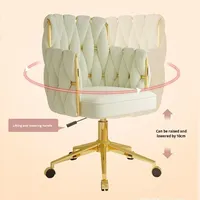 Chaise de maquillage longue avec roulettes, dossier, pour la maison, l'ordinateur, la chambre à coucher, les filles, le bureau, style luxe léger