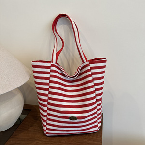 Borsa Tote Double-face di grande capacità del marchio coreano semplice Design aperto quotidiano con due manici borsa da ragazza in stile pigro - Product Image 5