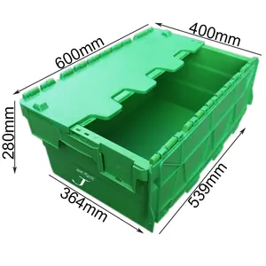 QuSheng Stacking Plastic Tote Stacked Attached Lid Tote Box Attached Lid PP Logistics Box Solid Moving Crates Plastic Moving Box