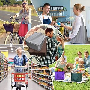 Eco Produce <b>Large</b> Shopping Tote Reusable Grocery Clothes Non-woven Foldable Bags With Long Handle - Product Image 6