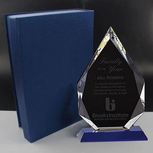 10 "Diamond <span class=keywords><strong>Crystal</strong></span> 3D Clear Lasering Premios corporativos Premios de reconocimiento Premios deportivos con base de pedestal azul como regalo de recuerdo - Product Image 6