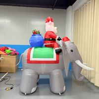 Figurine gonflable de Noël pour décoration de jardin extérieur : Vieil homme montant sur un éléphant – Idéale pour les expositions commerciales internationales