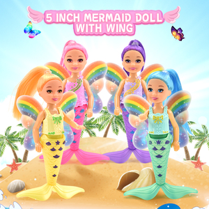 <span class=keywords><strong>Muñeca</strong></span> <span class=keywords><strong>Sirena</strong></span> de 5 Pulgadas con Alas de Arcoíris, Vestido DIY, Articulaciones Móviles, <span class=keywords><strong>Muñeca</strong></span> Princesa, Juguetes para Niñas, Regalo de Cumpleaños - Product Image 2